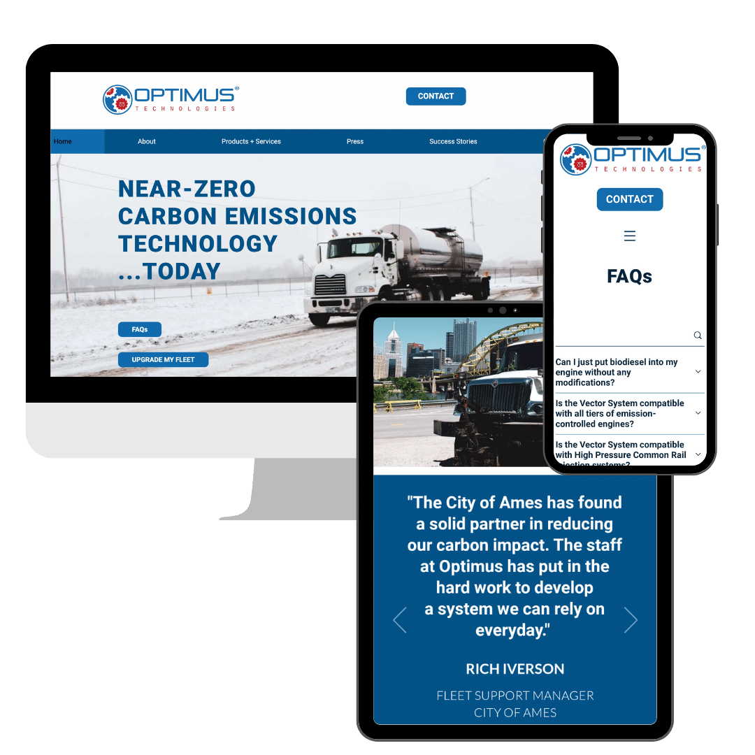 Optimus Technologies website design
